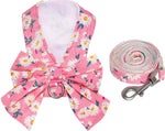 YKYUASD pink floral dog harness and leash set front view