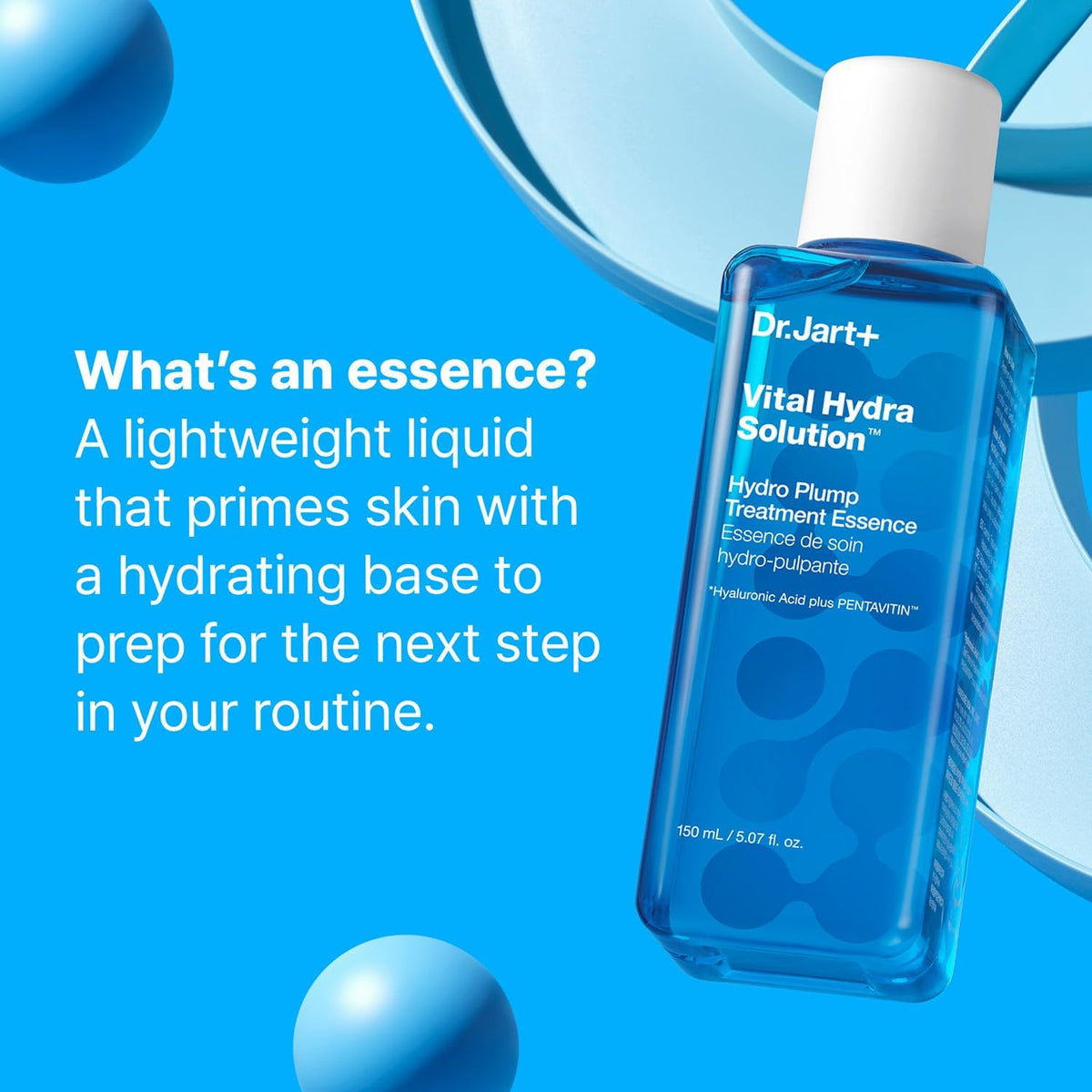 Close up of Dr. Jart+ Vital Hydra Solution blue glass bottle design