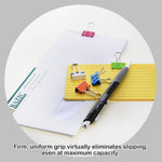 Bazic small colored binder clips holding paper stack