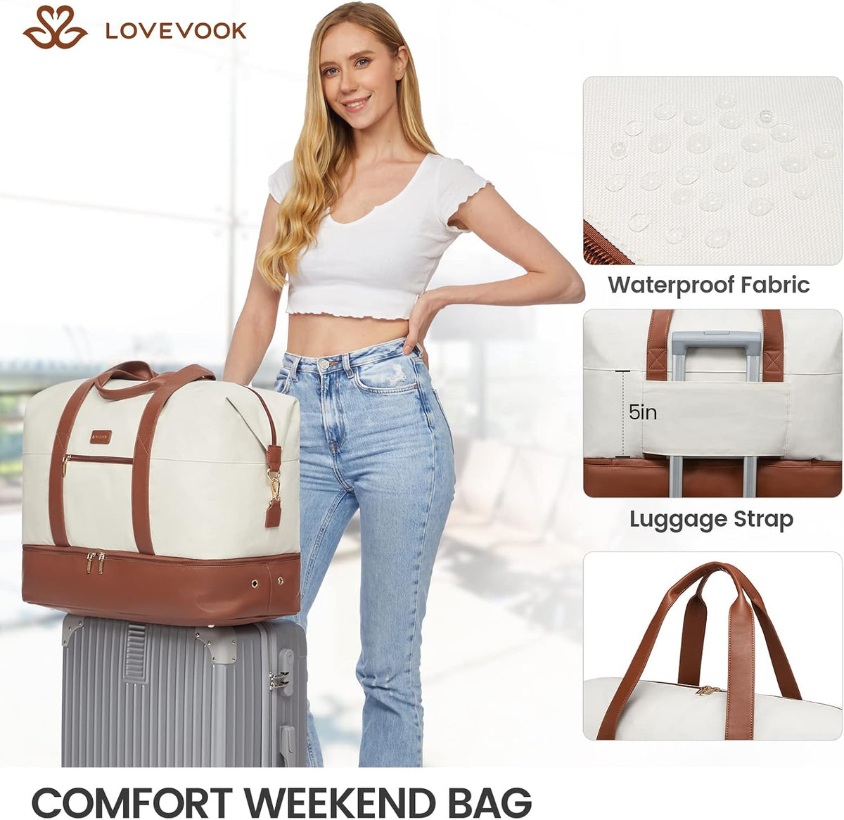 LOVEVOOK women duffel bag wet pocket feature