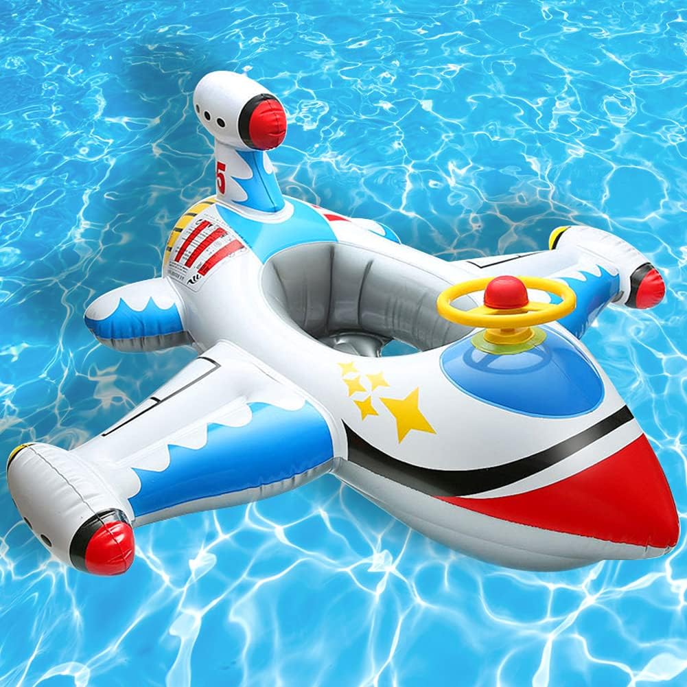 Ovv baby inflatable airplane pool float front view with steering wheel