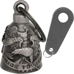 Dream Apparel motorcycle spirit bell shown as a keychain