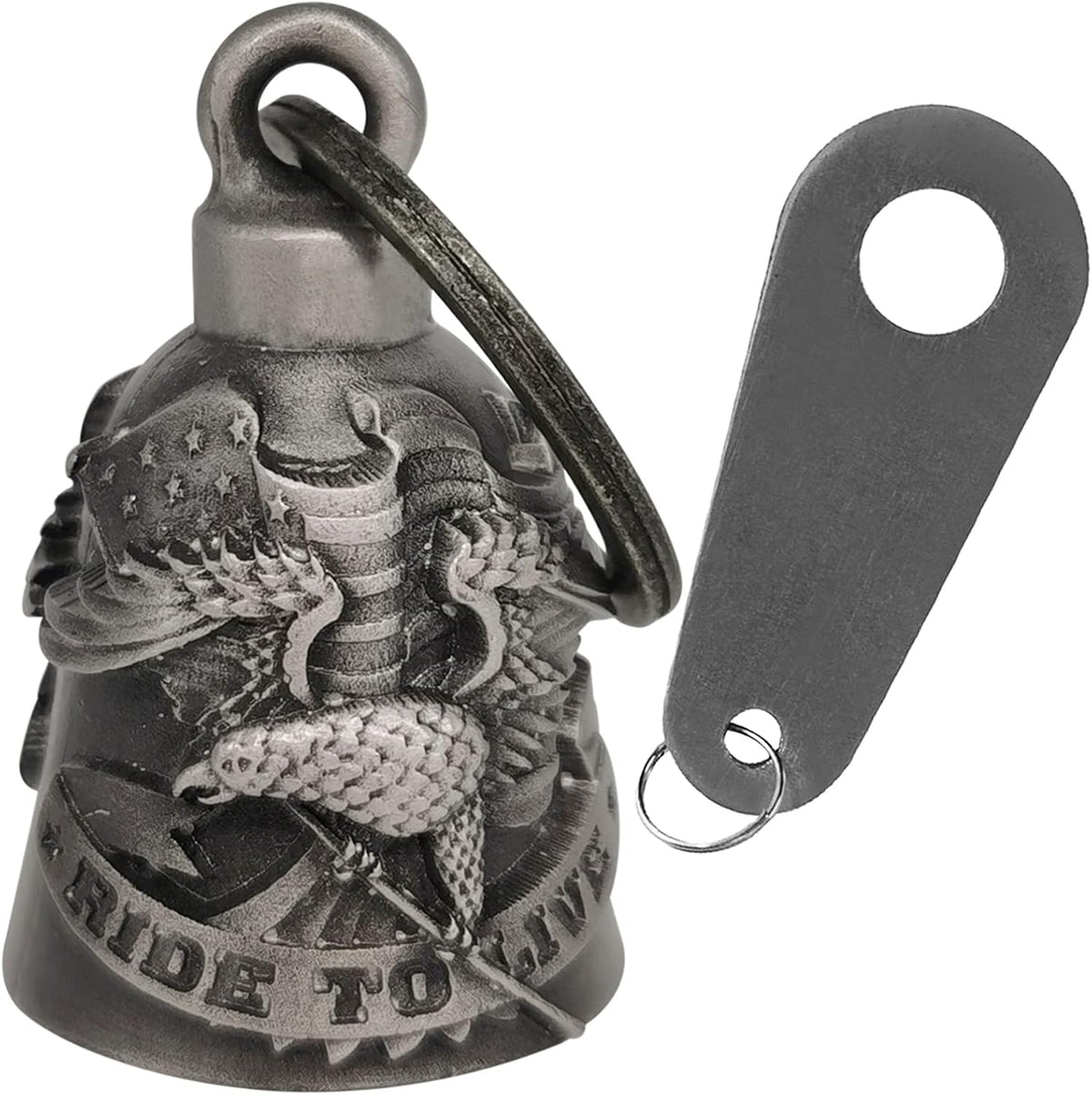 Dream Apparel motorcycle spirit bell shown as a keychain