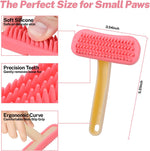 Pink and yellow chinchilla grooming brush side view for shedding season