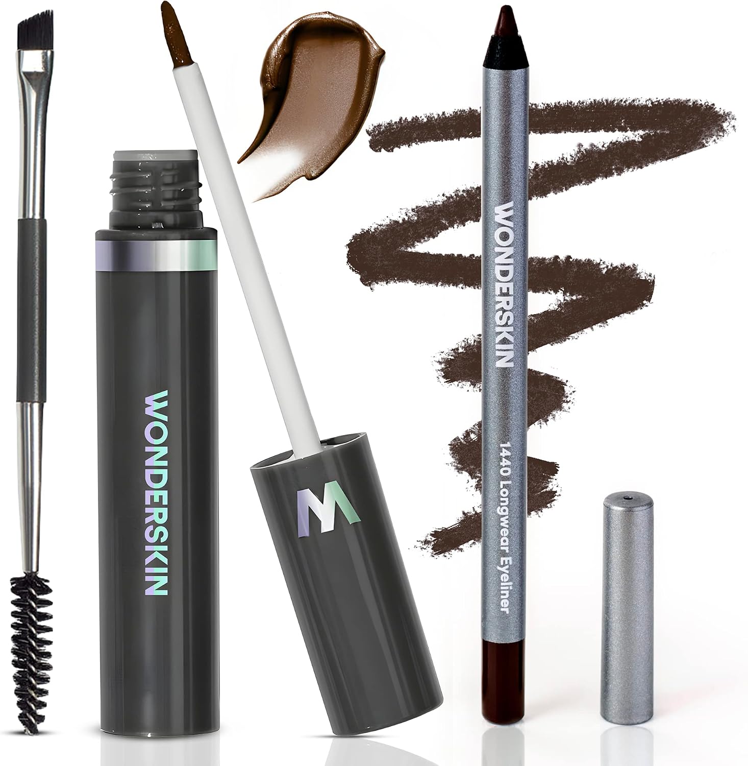Wonderskin Dream Brow Gel Serum and Eyeliner Set front view showcasing authentic USA imported packaging.