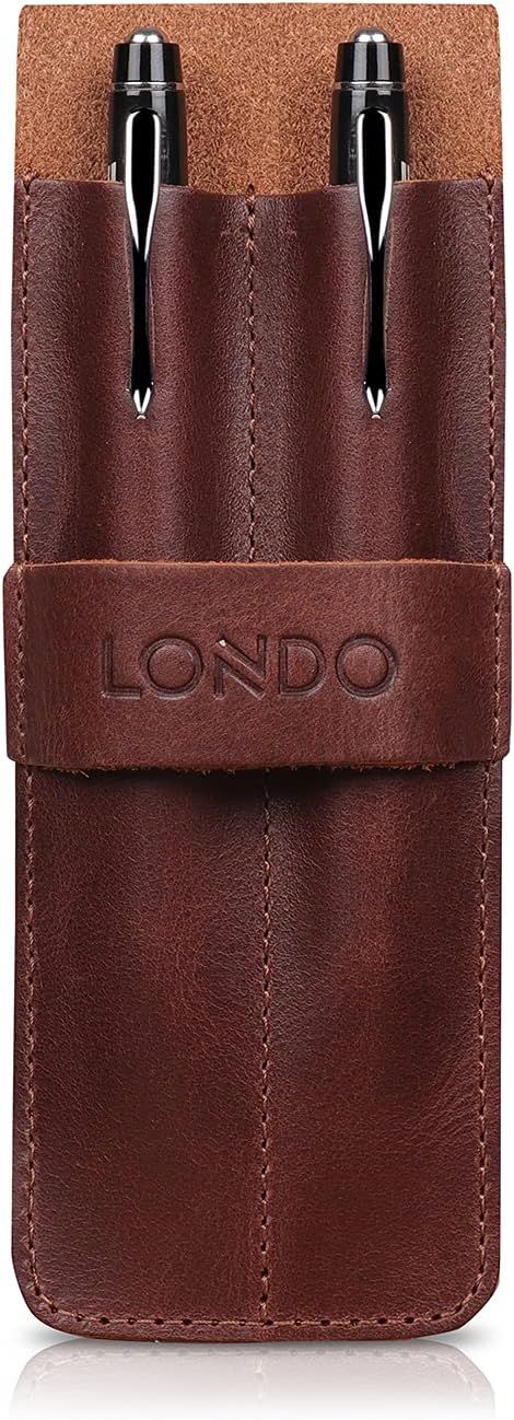 Londo stationery bag open showing dual compartments