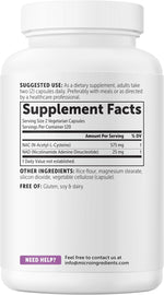 Micro Ingredients NAC with NAD+ quality seal and manufacturing info