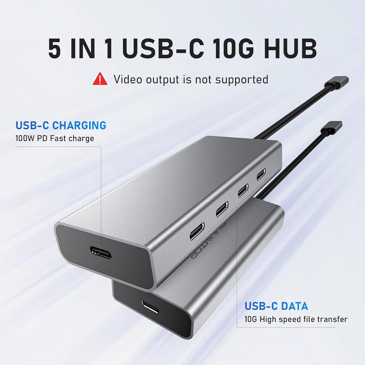 Pulwtop USB C multiport adapter silver finish