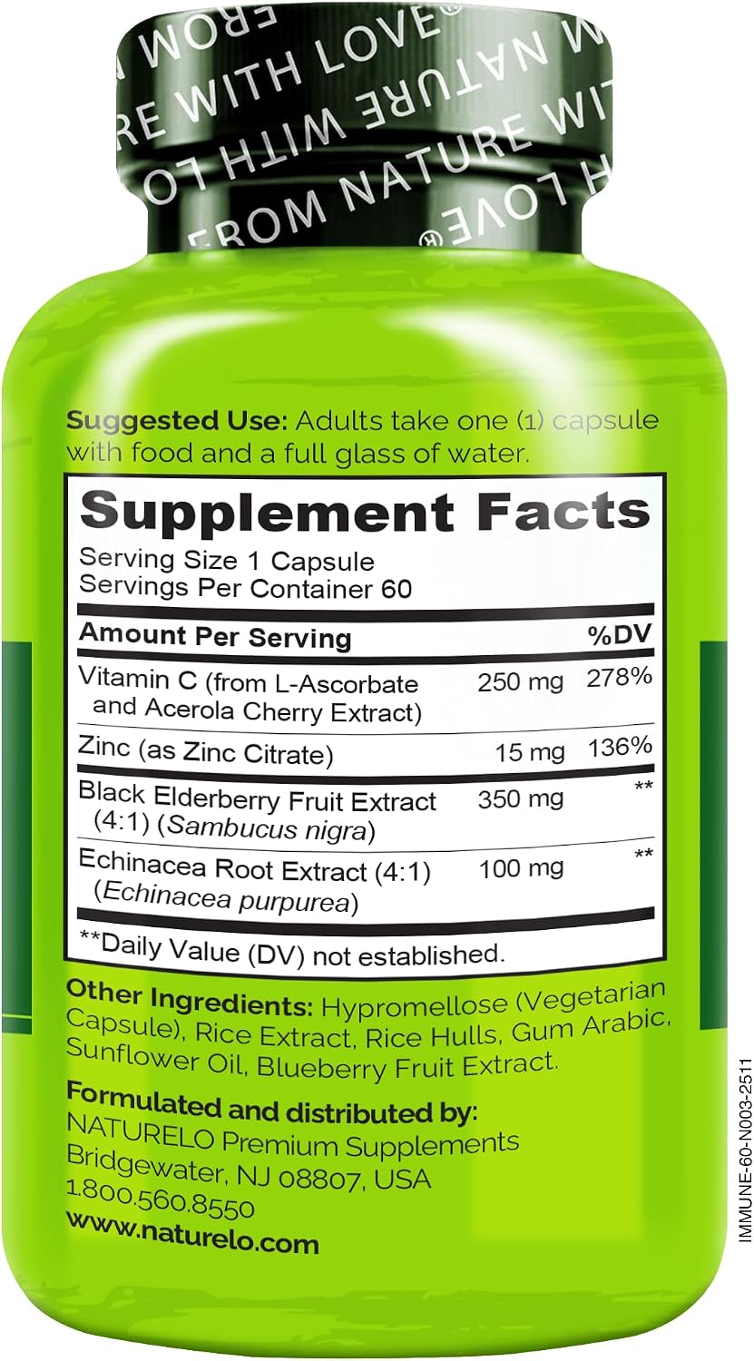 NATURELO Immune Support vegetarian capsules close up