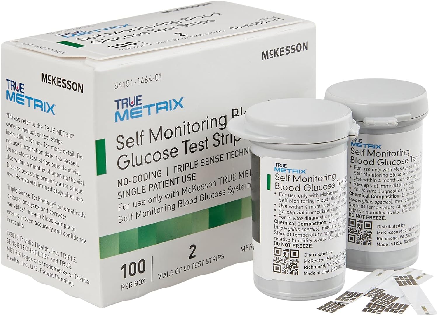 McKesson 06-R3051-41 True Metrix Self Monitoring Blood Glucose Test Strip, Box of 100 - Image 1