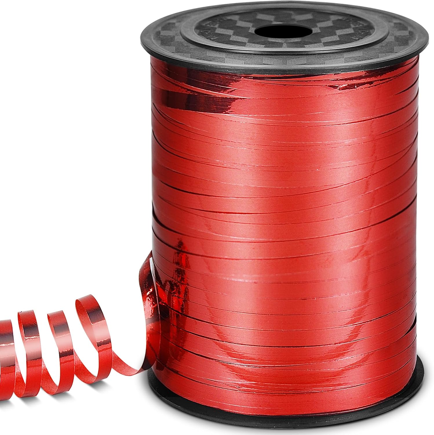 Vispad red curling ribbon 500 yard roll front view