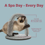 Carpeted base scratching pad detail of the Trixie cat arch massager