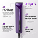 Side profile of the shatter-proof purple housing on the corded pet trimmer