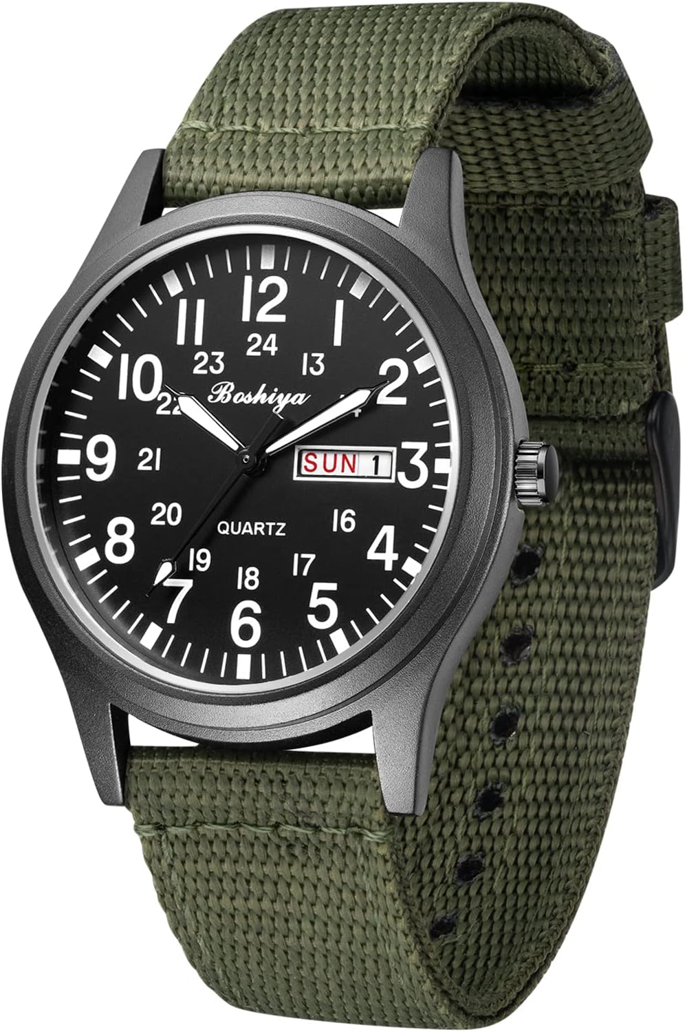 BOSHIYA Men's Military Tactical Field Watches Outdoor Sports/Work Watch Waterproof Analogue Quartz Watches Minimalist Lightweight Nylon Watch - Imported Japanese Movement/40mm Waterproof/Date Display - Image 9