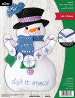 Bucilla Let It Snow felt door stopper kit front view packaging
