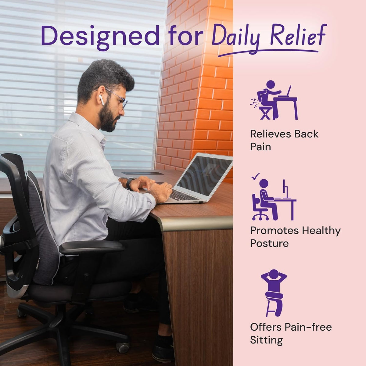 Careforce office chair backrest placed on a workspace seat