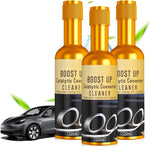 Omaky catalytic converter cleaner three pack front view showing the product packaging for engine exhaust maintenance.