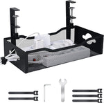 G.Sumiker Large Under Desk Cable Management Tray front view showing heavy duty steel wire mesh construction for office organization.