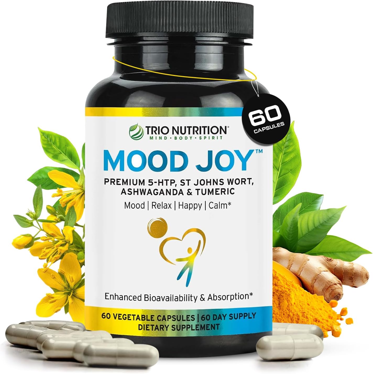 Trio Nutrition Mood Joy bottle front view for natural mood support.