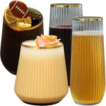 Oojami Ribbed Origami Ripple Plastic Glasses front view gold rim partyware.