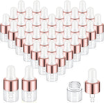 Didaey 200 Pcs 1/2/3/5/10/15 ml Mini Glass Oil Dropper Bottle Bulk, Clear Essential Small Empty Bottles Sample Containers Perfume Liquid Vials with Cap for Traveling (2 ml,Champagne Gold) - Image 9