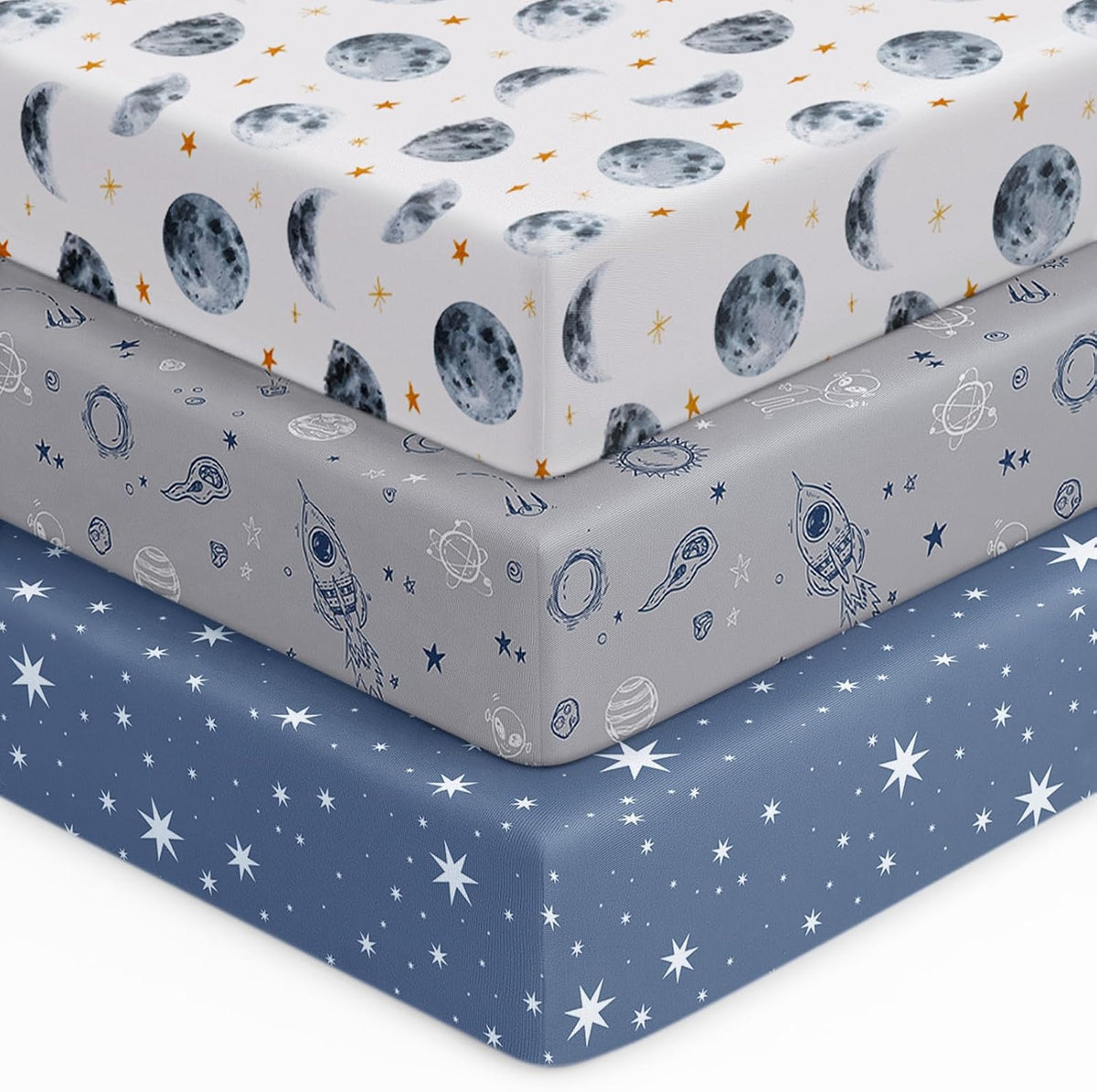 Unnivoll Baby Crib Sheets for Boys Girls, 28x52x8in Fitted Crib Sheet Neutral 3 Pack for Standard Crib and Toddler Mattress, Breathable Soft Microfiber Baby Sheet White Brown Sun God - Image 13