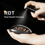 Matte black ceramic coffee bean dosing tray with sloped spout