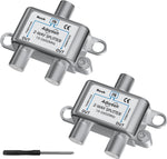 Adoreen two way coaxial cable splitter two pack front view showing input and output ports