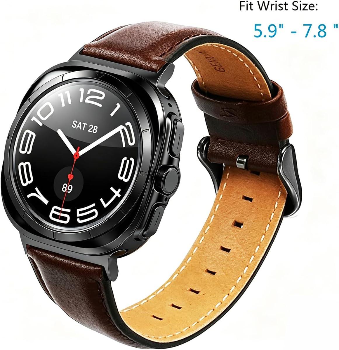 OTOPO brown leather replacement strap with stainless steel buckle