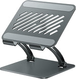 Tounee dual rod adjustable aluminum tablet holder stand front view in gray.