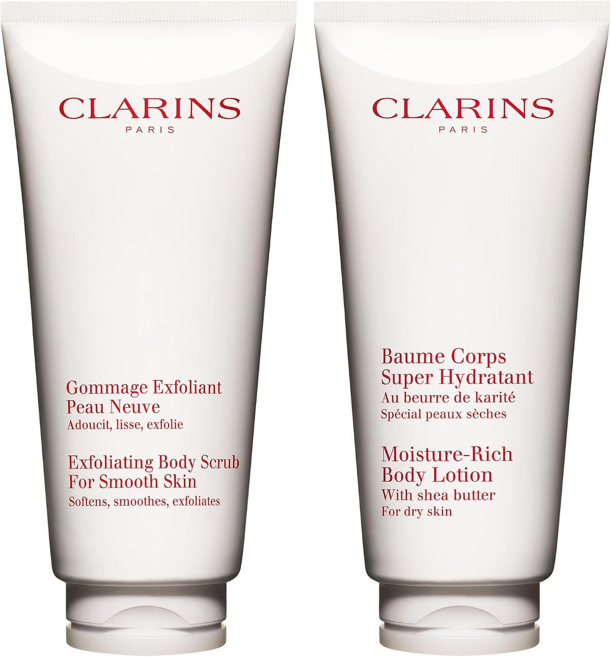 Clarins luxury personal care product set presentation