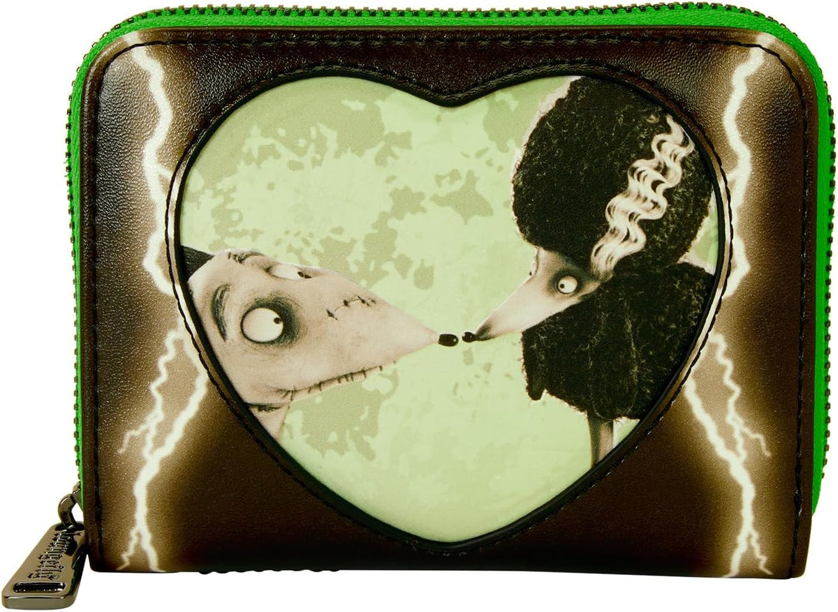 Loungefly Disney Frankenweenie wallet back view with glowing swirling pattern