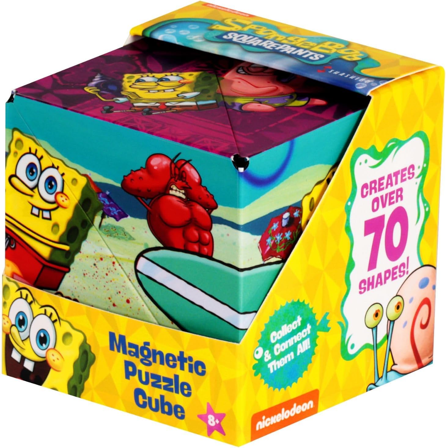 Shashibo SpongeBob Beach Buddies magnetic cube front view
