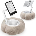CreaDream Pumpkin Tablet Pillow Stand Holder front view holding an e-reader on a bed