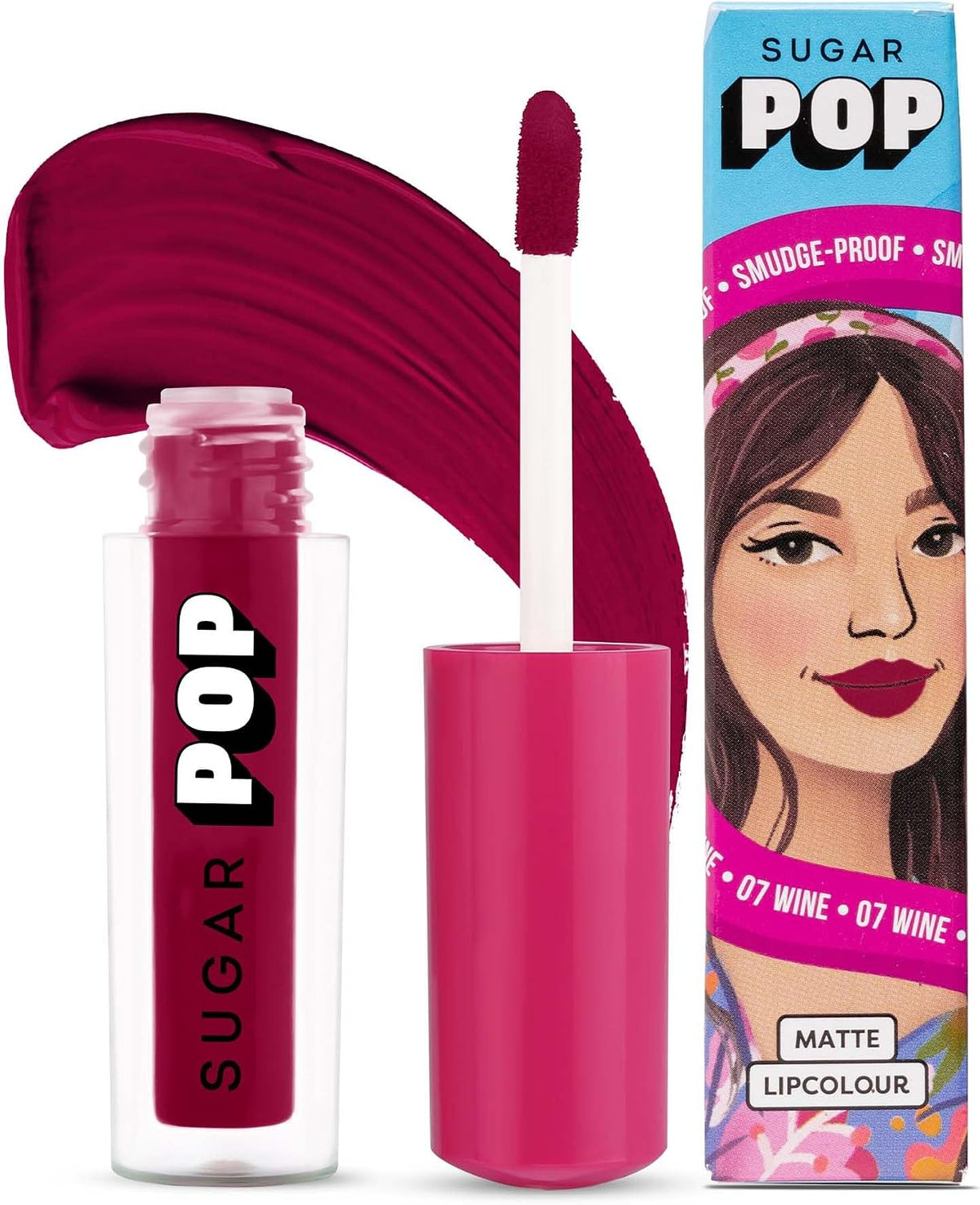 SUGAR POP matte lipcolour 08 crimson front view tube packaging