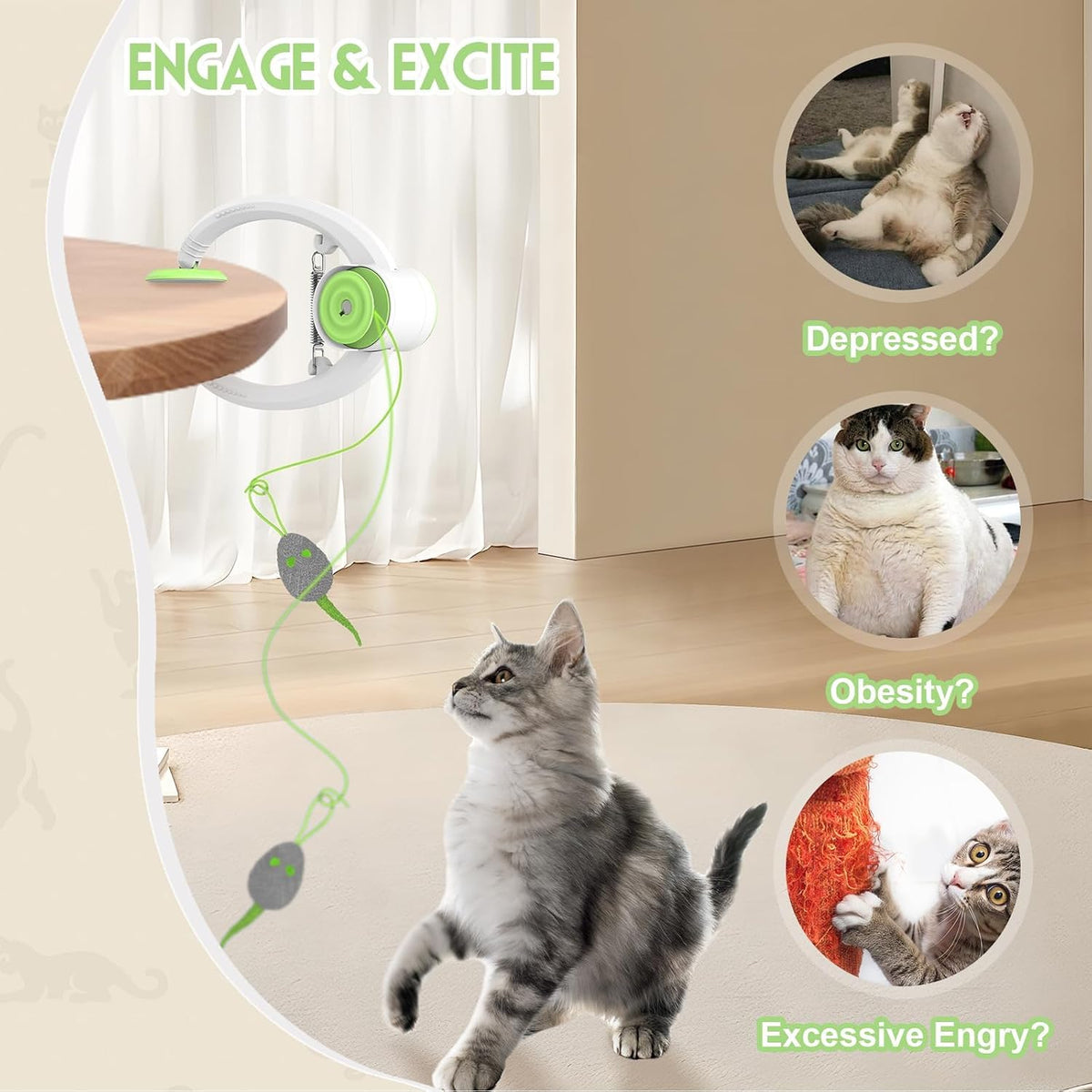 Bolpetizo electronic self play toy with feather attachment