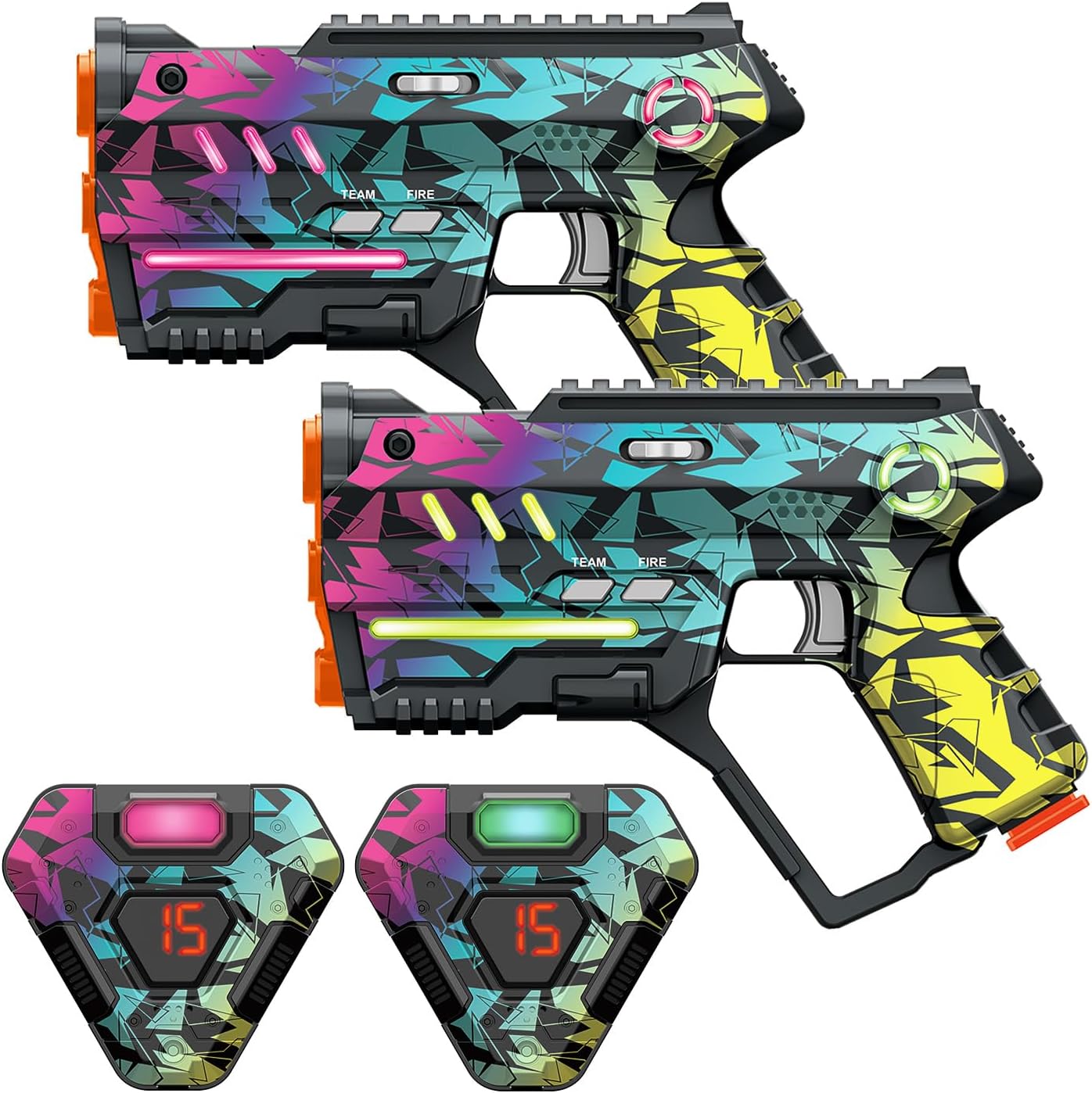 Winyea Tag laser tag set of 2 with cyberpunk blasters and vests front view