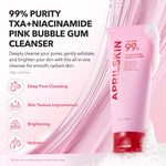 Aprilskin Pink Bubble Gum Deep Cleanser tube displaying key brightening ingredients