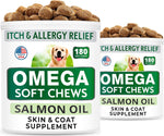 BARK&SPARK dog fish oil liquid supplement display highlights for relieving dry skin and shedding