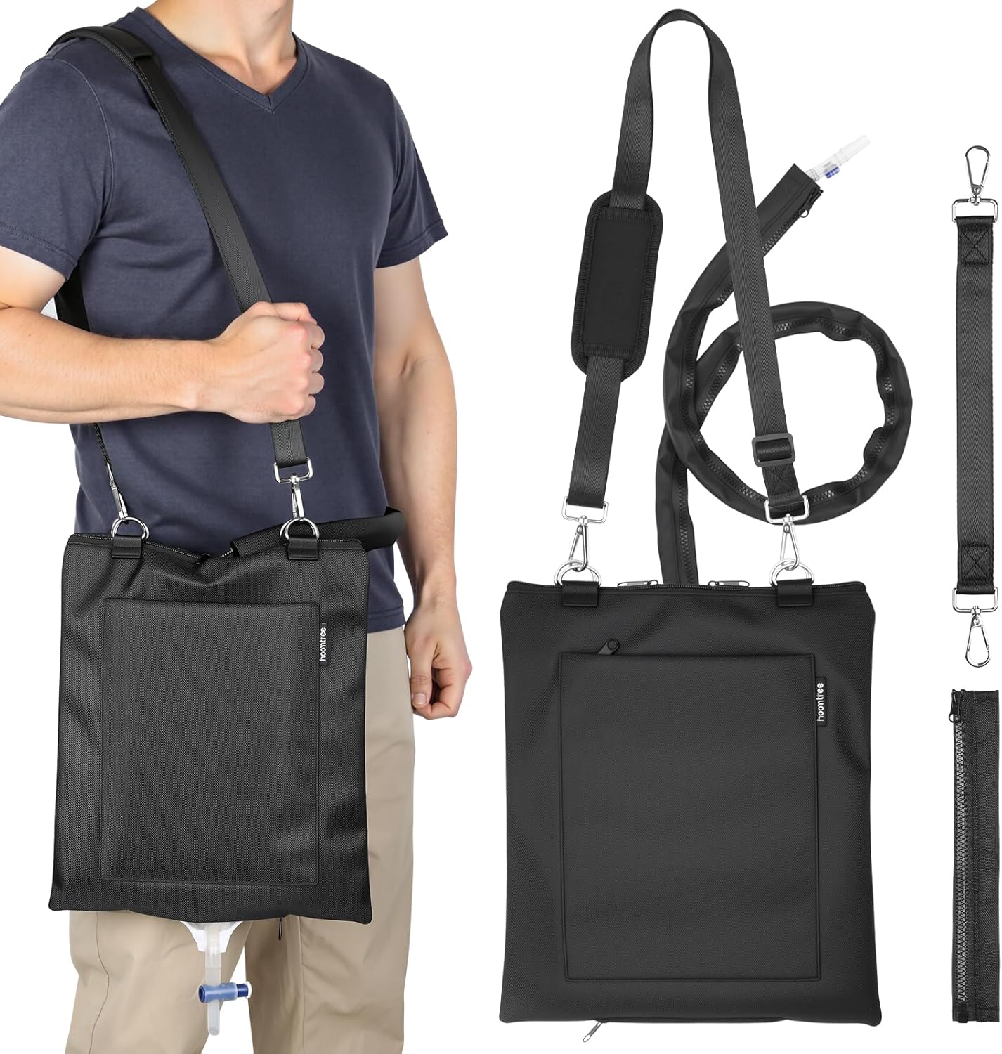 Hoomtree Catheter Bag Holder, Urine Drainage Bag Holder w/Drain Tube Cover & Adjustable Strap, Water-Resistant & Machine Washable, Privacy & Secure for Foley Catheter Users - Image 1