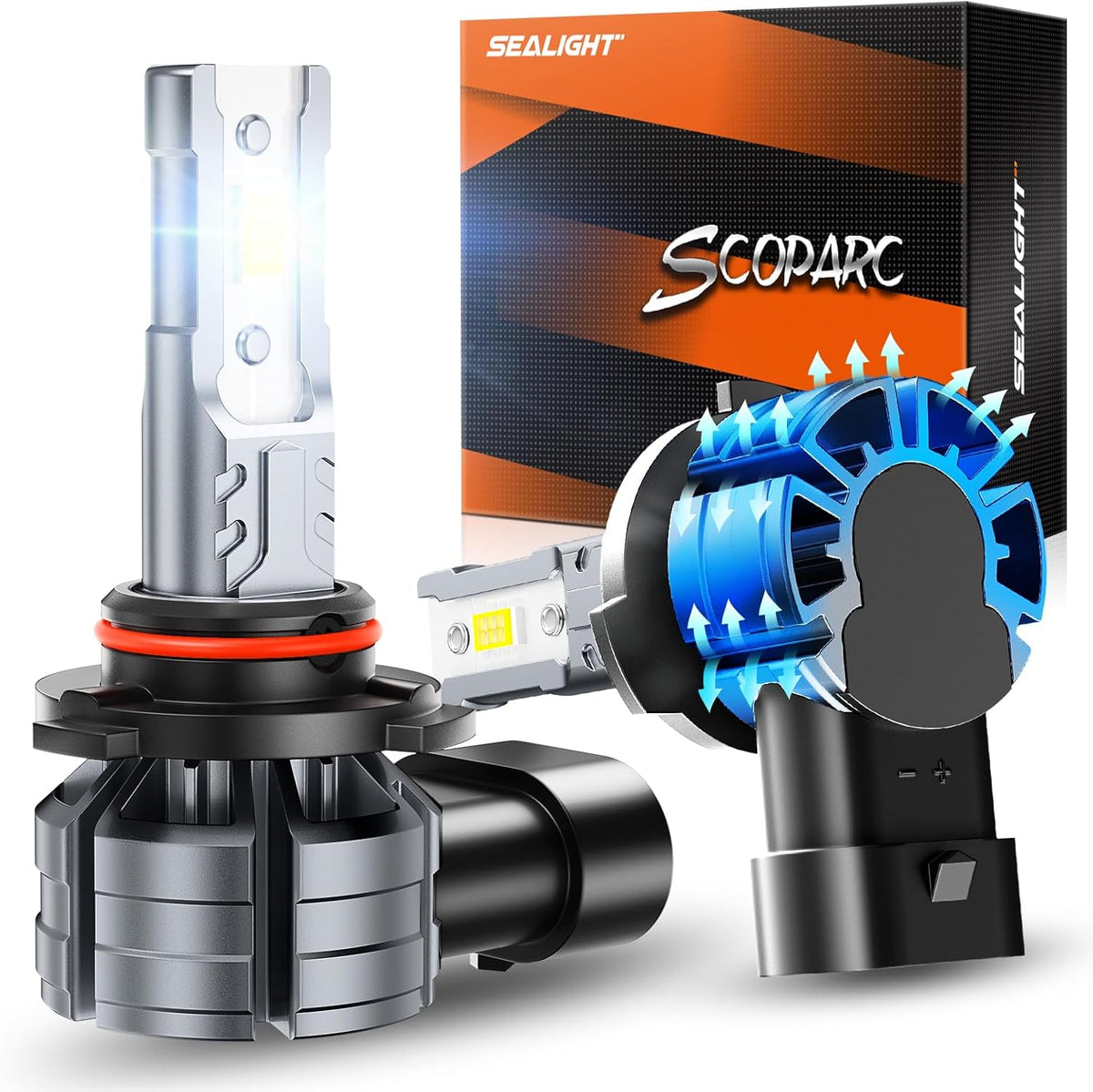 SEALIGHT H10 LED fog light bulbs pair showing the front view premium chip placement