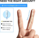 Texture demonstration of Abib chemical sunscreen cream absorbing quickly into the skin.