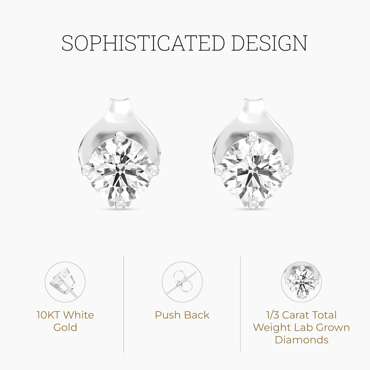 Gilded 10KT white gold and yellow gold stud earrings close up detail