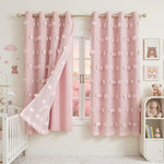 MYSKY HOME Nursery Curtains Yellow Double Layer Curtains for Bedroom 63 Inch Long Curtains for Kids Room Kithen White Pom Pom Sheer Grommet Room Darkening Window Curtains 2 Panels Set, 52 x 63 Inch - Image 11