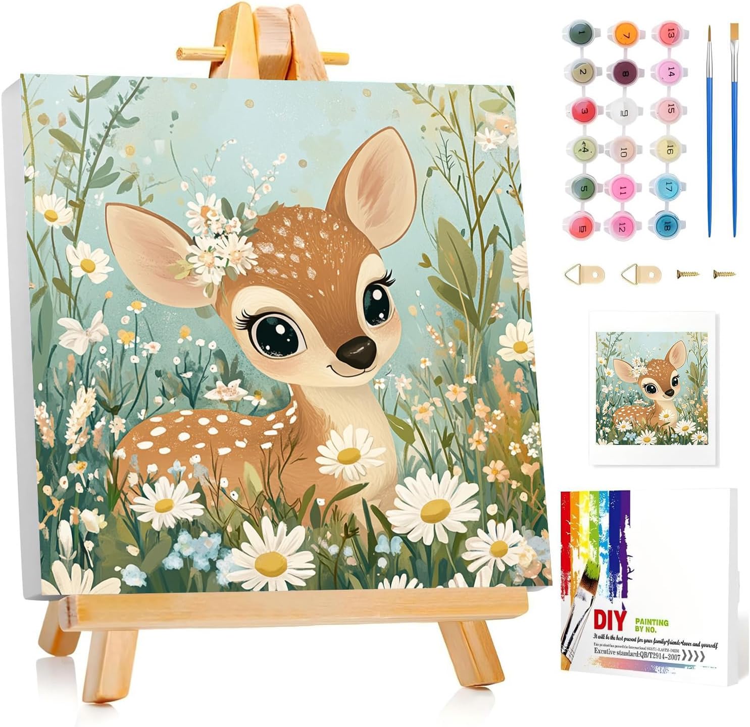 Arttoplus Aestalrcus Paint by Numbers Kit for Kids front view showing the complete box packaging and included easel.
