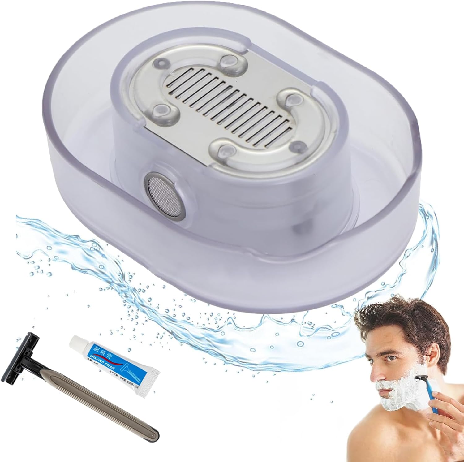 Xingoaup manual push-type razor rinser clear version front view