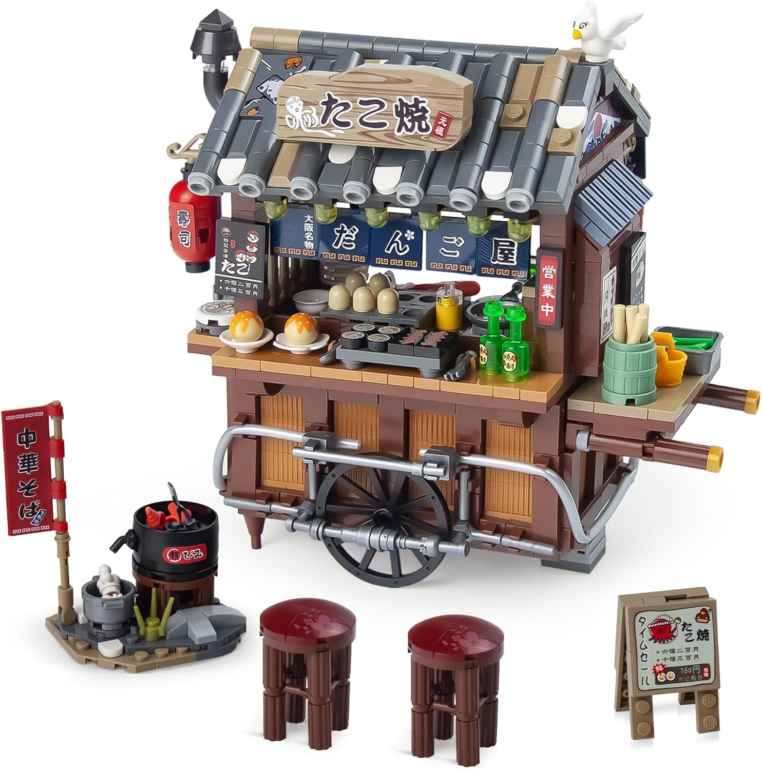 Oundarm Japan Street View Takoyaki Trolley front view building set