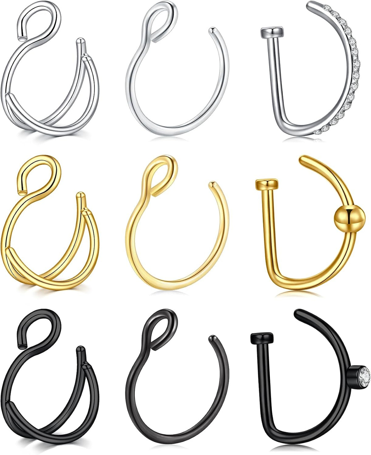 MODRSA fake nose ring front view stainless steel
