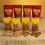 Ozark Nut Roasters coffee flavored gourmet snacks on a table