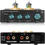 Fancywhoop VE-200 tube audio amplifier front view showing three band EQ knobs and master volume controls.